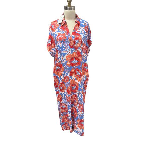 NWT Sigrid Olsen Linen Blend Floral Maxi Dress S Coastal Resort Vacation Style - Picture 1 of 5